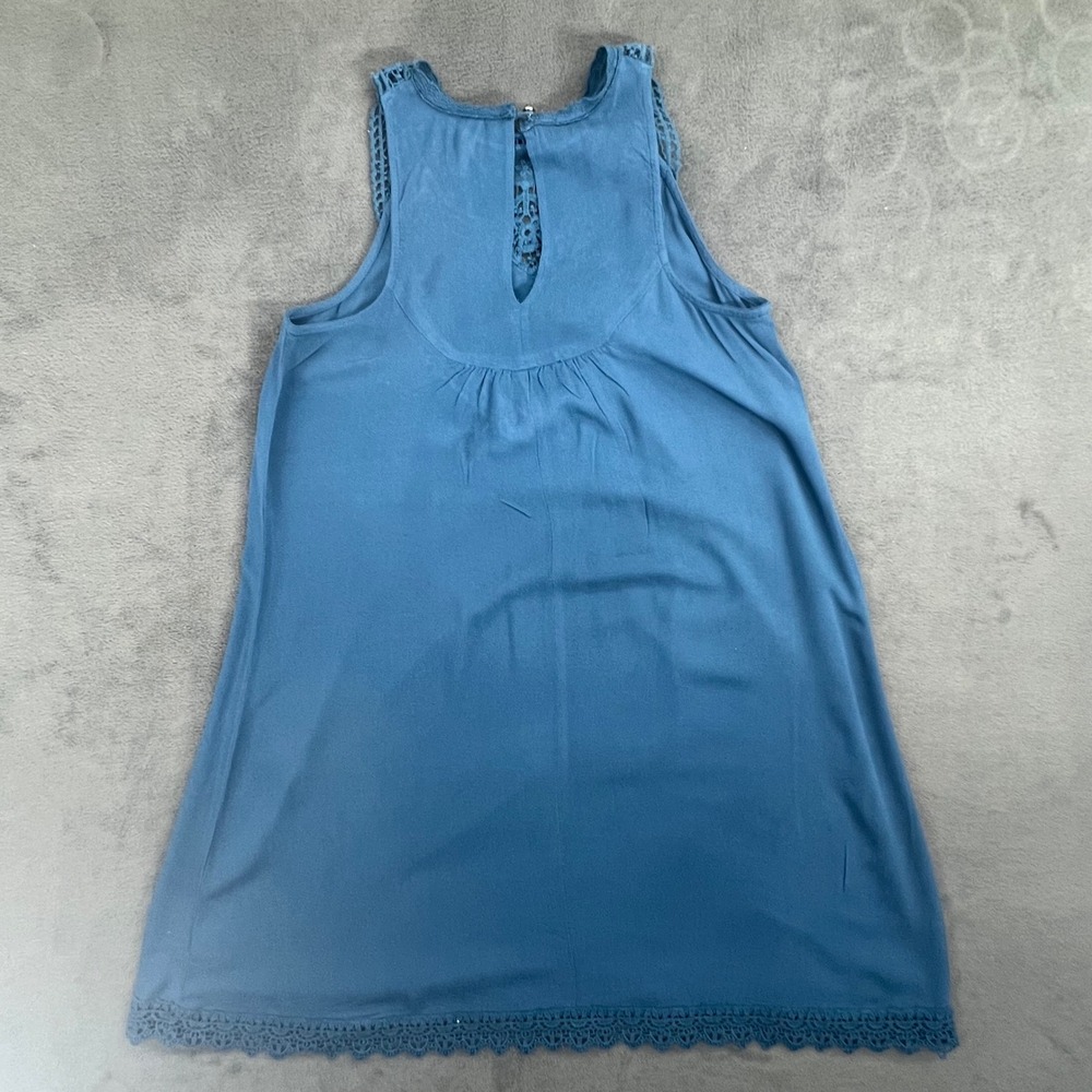 Xhilaration Blue Dress Women's Medium Sleeveless Lace Trim Casual Summer‎ - Picture 4 of 10